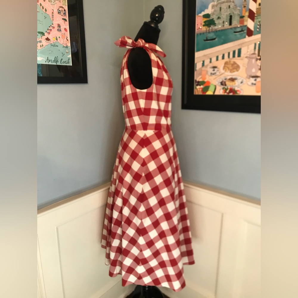 Kate Spade New York NWT Red and White Gingham Lava Falls Midi Dress Sz 14 - Picture 9 of 15